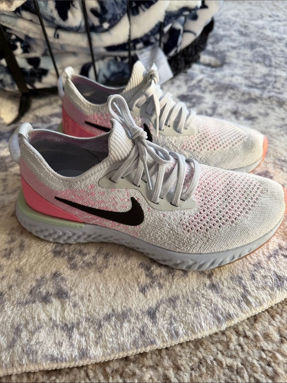 Nike Epic React Women’s Athletic Sneakers in Light Gray, Pink & Black